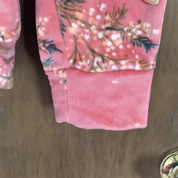 LC Lauren Conrad top floral print velvet w ruffle puff sleeve sweatshirt S M - Picture 7 of 15